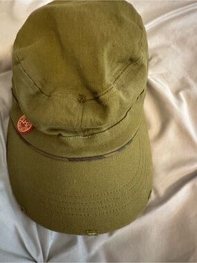 Vintage John Jameson & sons distressed Olive Green Military-Style Cotton Cap